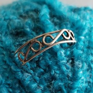 ☆ Celtic Silver Open Scroll Ring ☆Adjustable Band